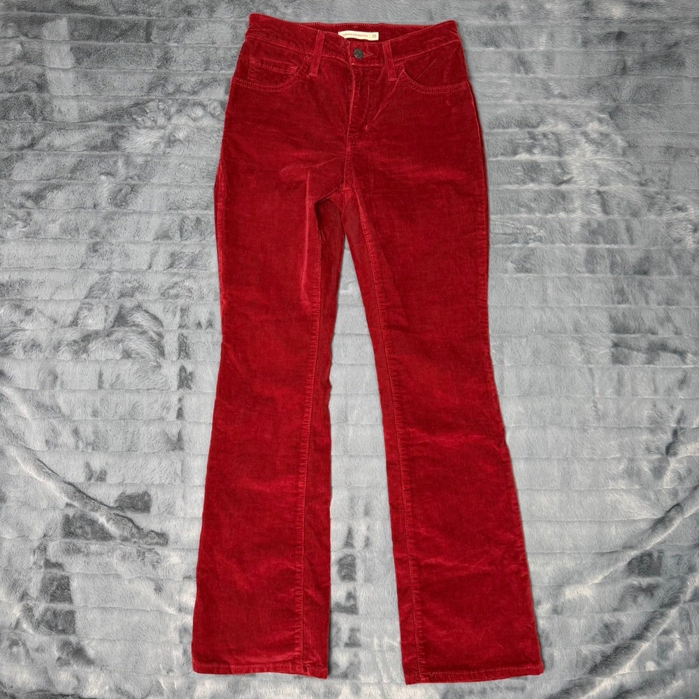 Levis 725 High Rise Bootcut Red Corduroy Pants Womens 25x30 18759-0141